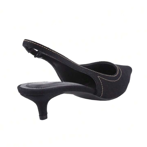 Black Denim Sling Back Stiletto Heel - Picture 4 of 8